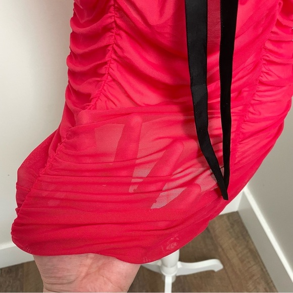 Vintage Y2K Victoria Secret Mesh Babydoll Red Lingerie Mini Dress Size Medium - Picture 4 of 9